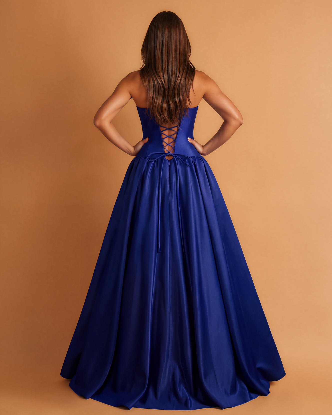 Stephanie Drop Waist Gown Cobalt back