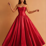 Stephanie Drop Waist Gown Red front