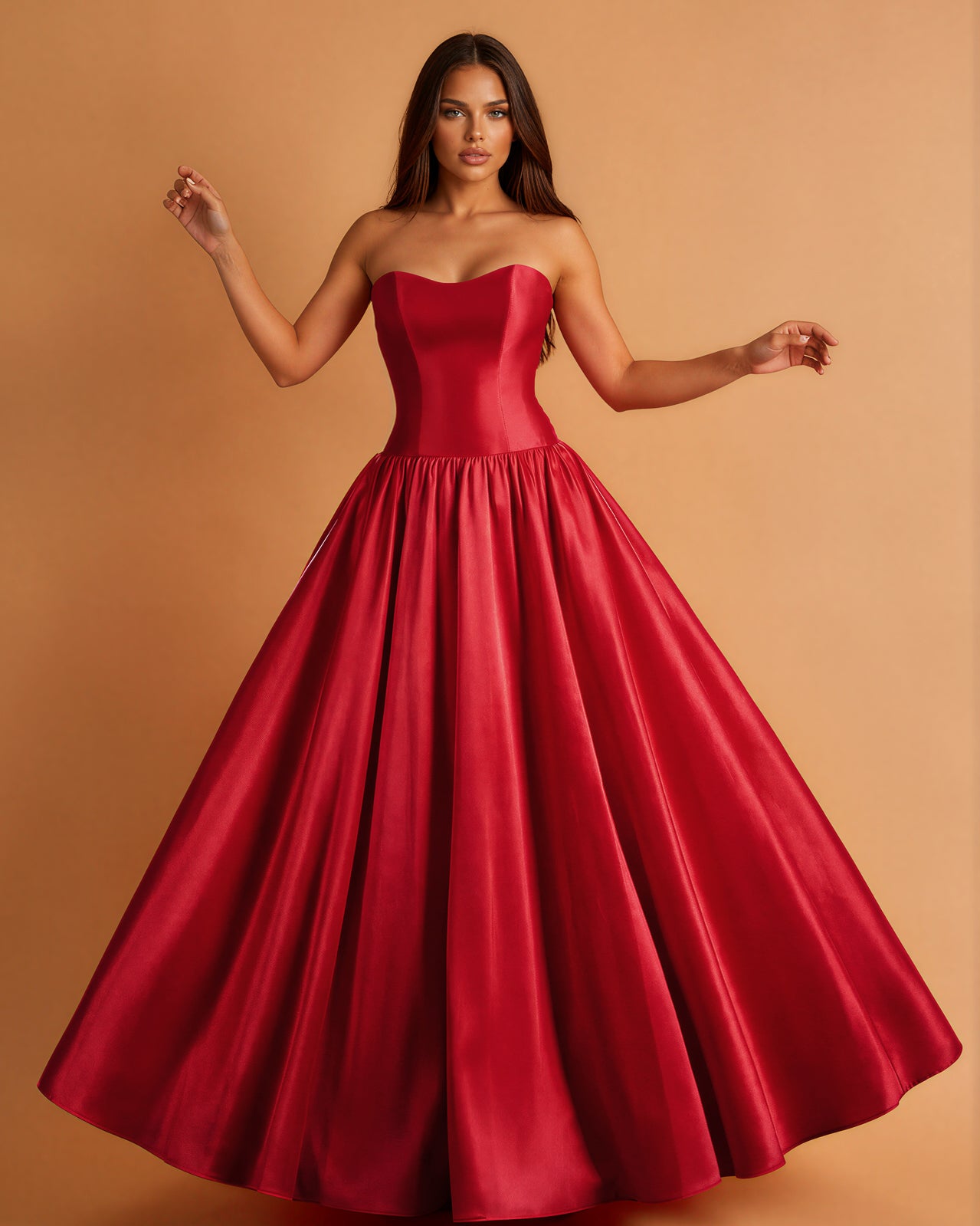 Stephanie Drop Waist Gown Red front