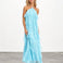 Sylvie Ruffle Maxi Dress Aqua front