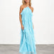 Sylvie Ruffle Maxi Dress Aqua front