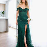 Tatiana Corset Sequin Gown - Emerald