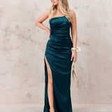 Tayla Satin Gown - Forest Green