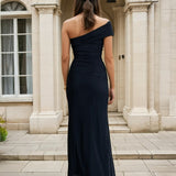 Teresa One Shoulder Maxi Dress Black Back