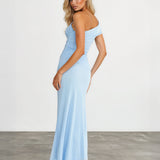 Teresa One Shoulder Maxi Dress Baby Blue back