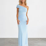 Teresa One Shoulder Maxi Dress Baby Blue front