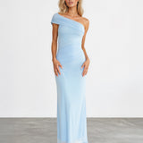 Teresa One Shoulder Maxi Dress Baby Blue front