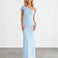 Teresa One Shoulder Maxi Dress Baby Blue front