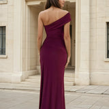 Teresa One Shoulder Maxi Dress - Wine
