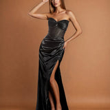 Theodora Embellished Corset Gown Black Front