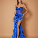 Theodora Embellished Corset Gown Royal Blue Front