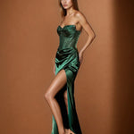 Theodora Embellished Corset Gown Emerald Side