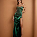 Theodora Embellished Corset Gown Emerald Front