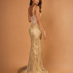 Valencia Beaded Fringe Gown Gold back