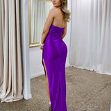 Valentina Strapless Satin Gown - Purple