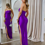 Valentina Strapless Satin Gown - Purple