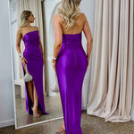 Valentina Strapless Satin Gown - Purple