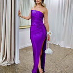 Valentina Strapless Satin Gown - Purple