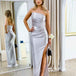 Valentina Strapless Satin Gown - Silver