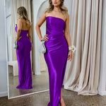 Valentina Strapless Satin Gown - Purple