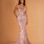 Valentina Beaded Corset Gown Rose Front