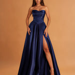 Valerie Drop Waist Gown Navy Front