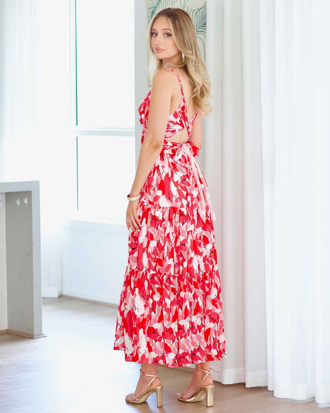 Verona Maxi Print Dress - Red