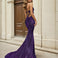 Vittoria Glitter Gown Plum Front