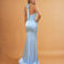 Vivian Satin Gown Light Blue Back