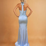 Vivian Satin Gown Light Blue back