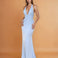 Vivian Satin Gown Light Blue Front