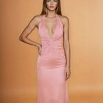 Vivian Satin Gown Dusty Rose Front