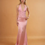 Vivian Satin Gown Dusty Rose Front