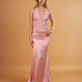 Vivian Satin Gown Dusty Rose Front