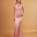 Vivian Satin Gown Dusty Rose Front