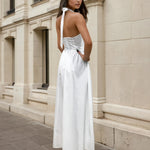 Noemi Halterneck Maxi Dress White Back