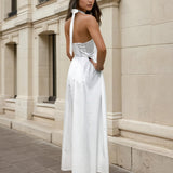 Noemi Halterneck Maxi Dress White Back