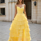 Vivienne Corset Layered Gown - Light Yellow