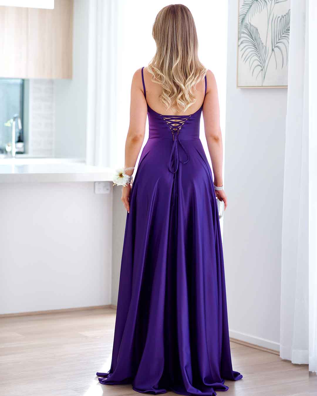 Zahara Satin Gown - Purple