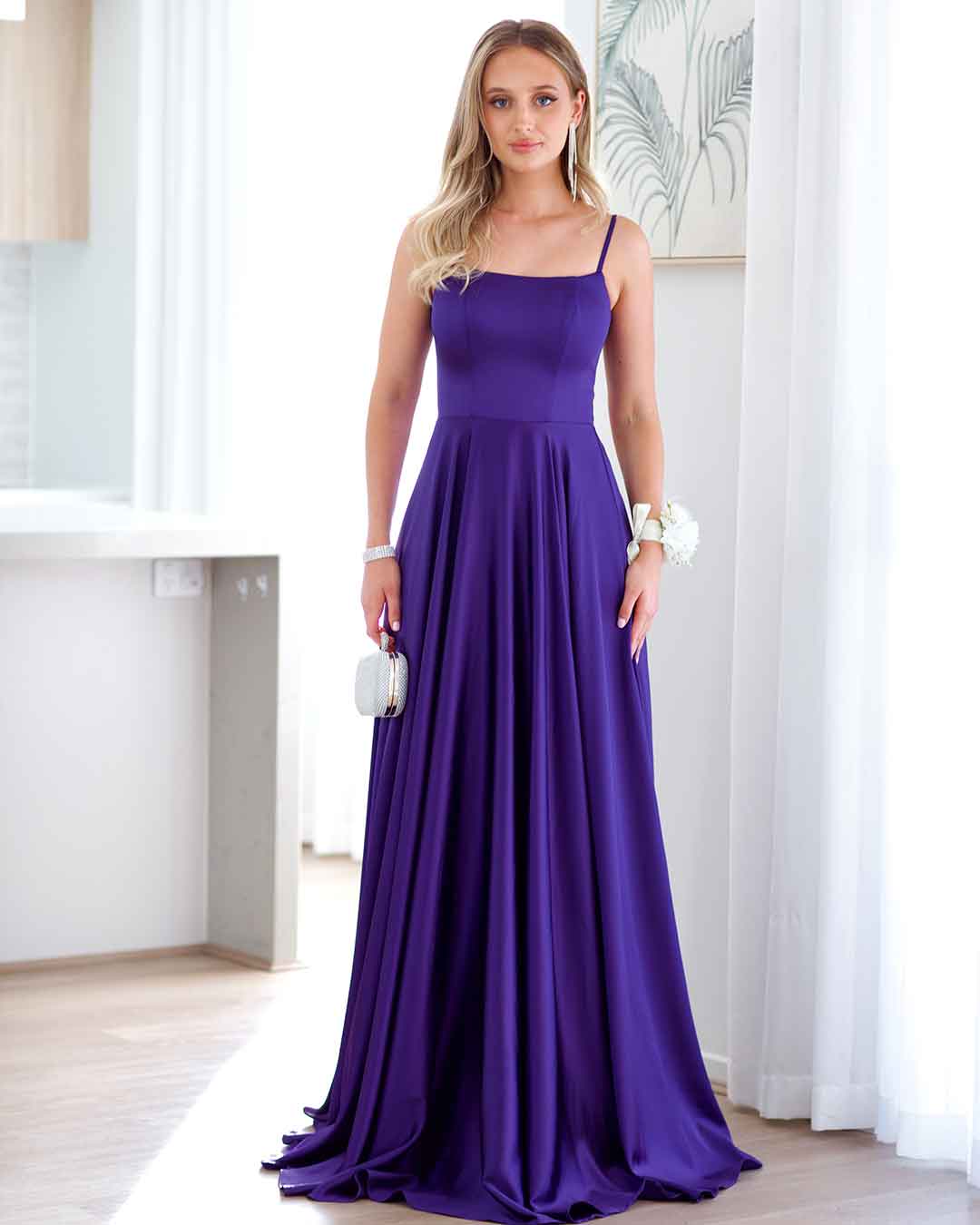 Zahara Satin Gown - Purple