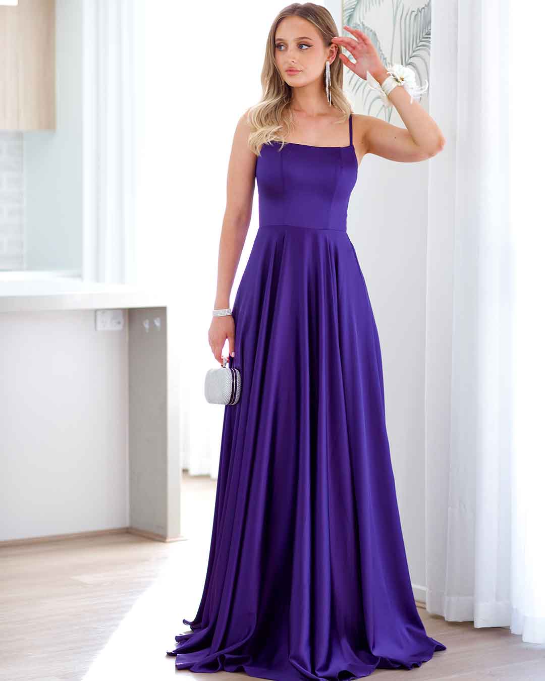 Zahara Satin Gown - Purple