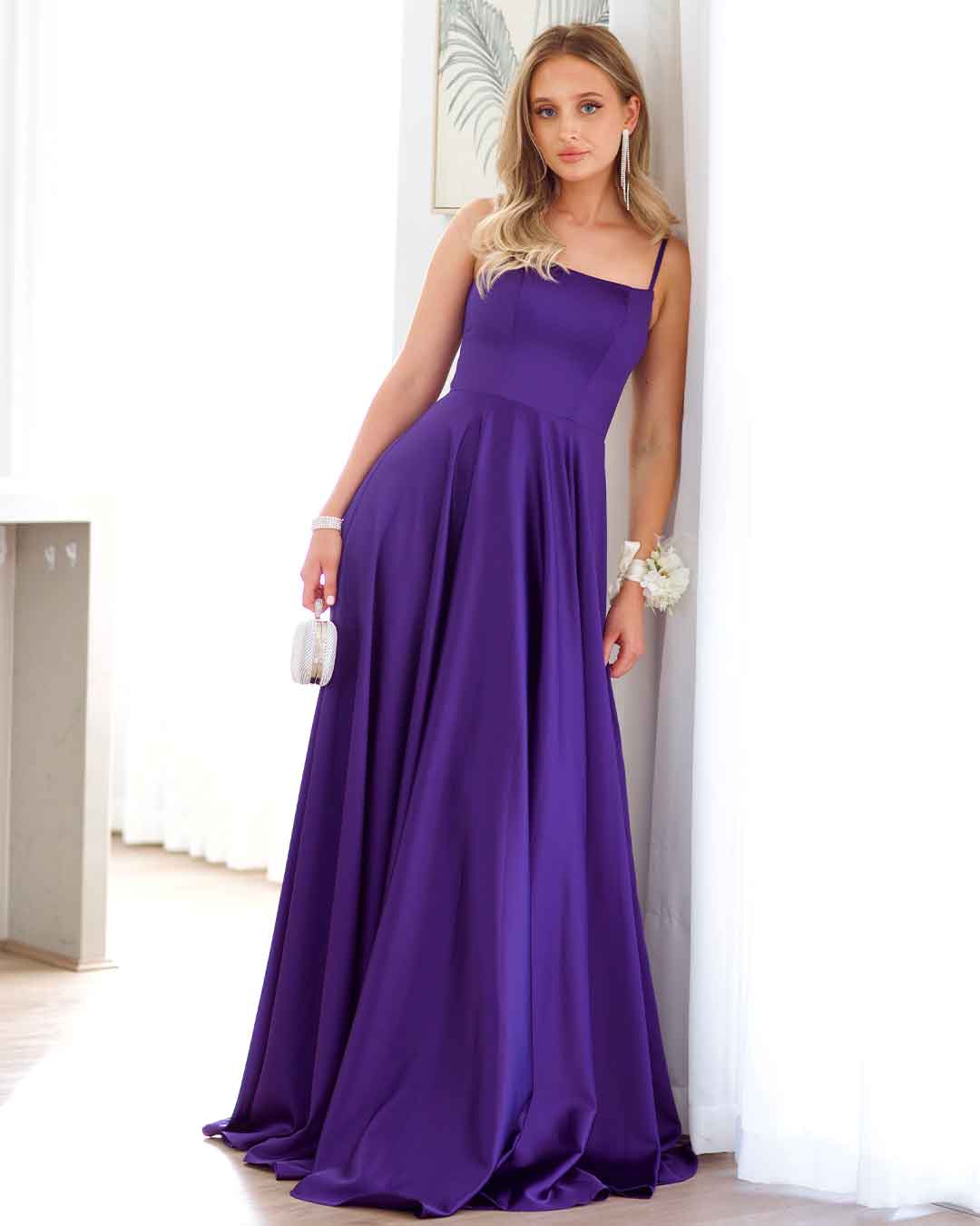 Zahara Satin Gown - Purple