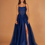 Zara Tulle Corset Gown Navy Front