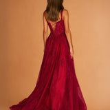 Zara Tulle Corset Gown - Wine