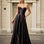 Zephyr Strapless Satin Gown Black Front