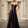 Zephyr Strapless Satin Gown Black Front