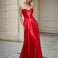 Zephyr Strapless Satin Gown Red Front