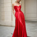 Zephyr Strapless Satin Gown Red Front