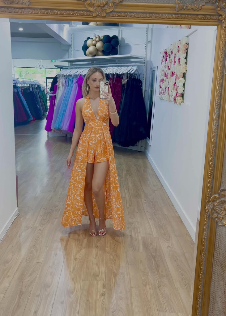 Summer Maxi Playsuit - Orange Print