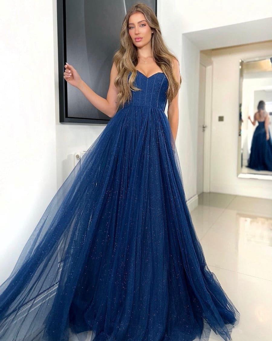 Tasha Tulle Glitter Gown - Navy